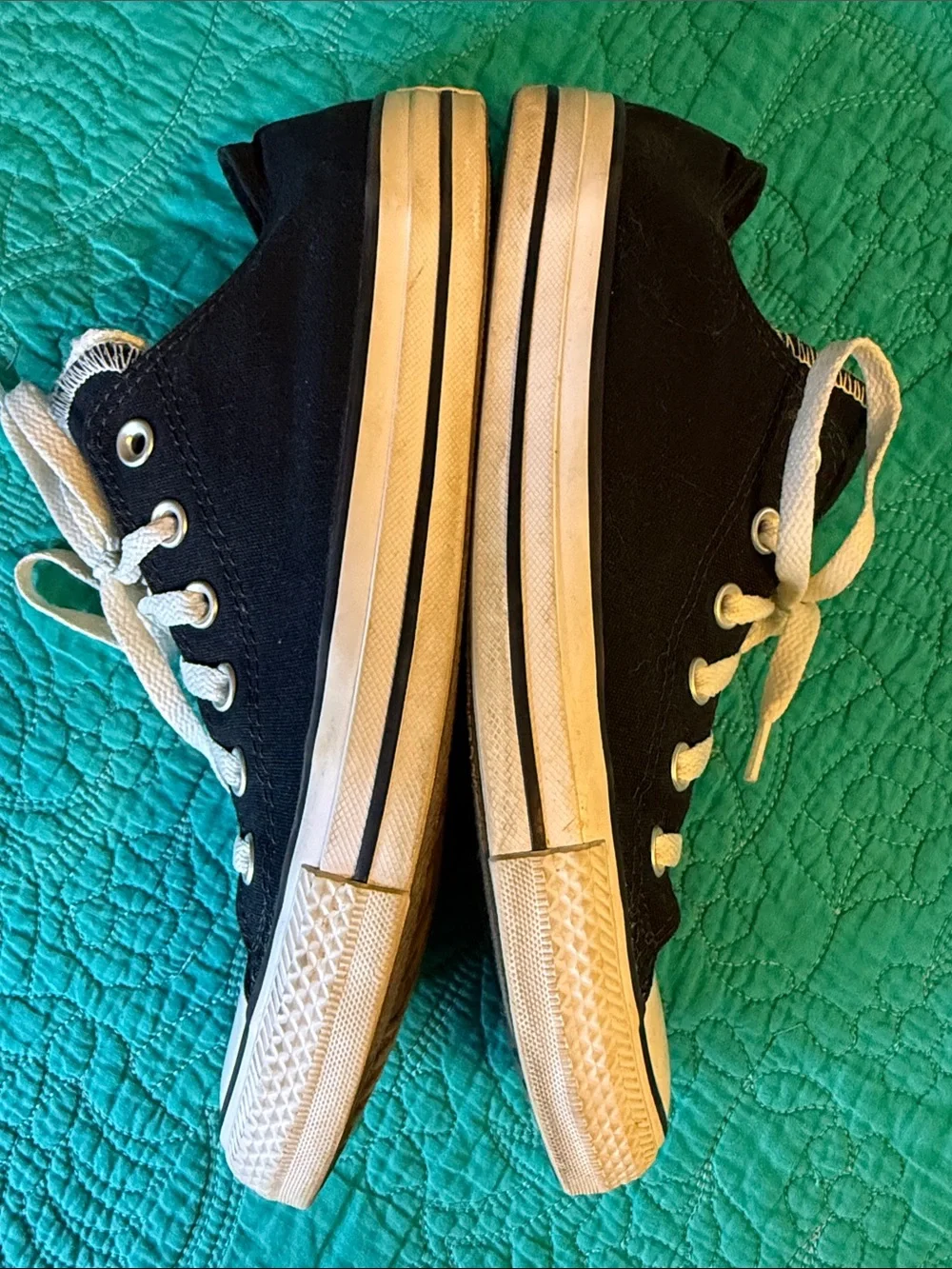 Converse Classic Black Canvas Low-Top Sneakers with White Accents - Picture 4 of 7